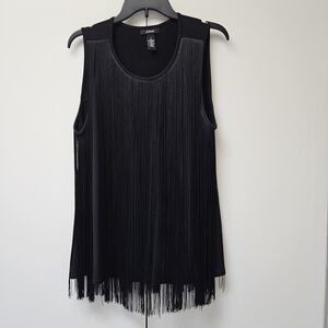 Dressy Black Fringe Tank Top Alfani Size Large